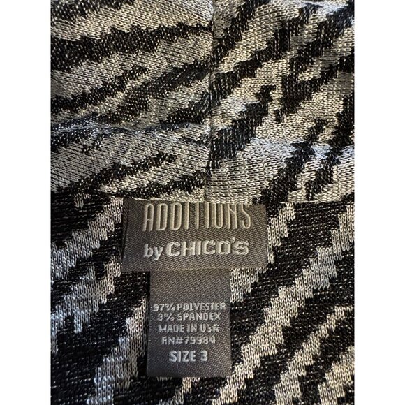 Chicos Light Jacket Topper 3 XL Black Gray Silver Open Front Stretch Washable - Picture 9 of 10